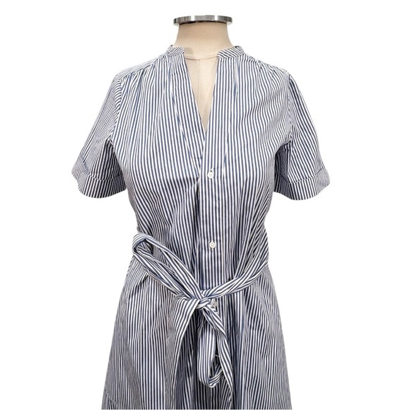 AYR The Villa Short Sleeve Belted Midi Shirt Dress Blue Stripe Size XS - Picture 6 of 11